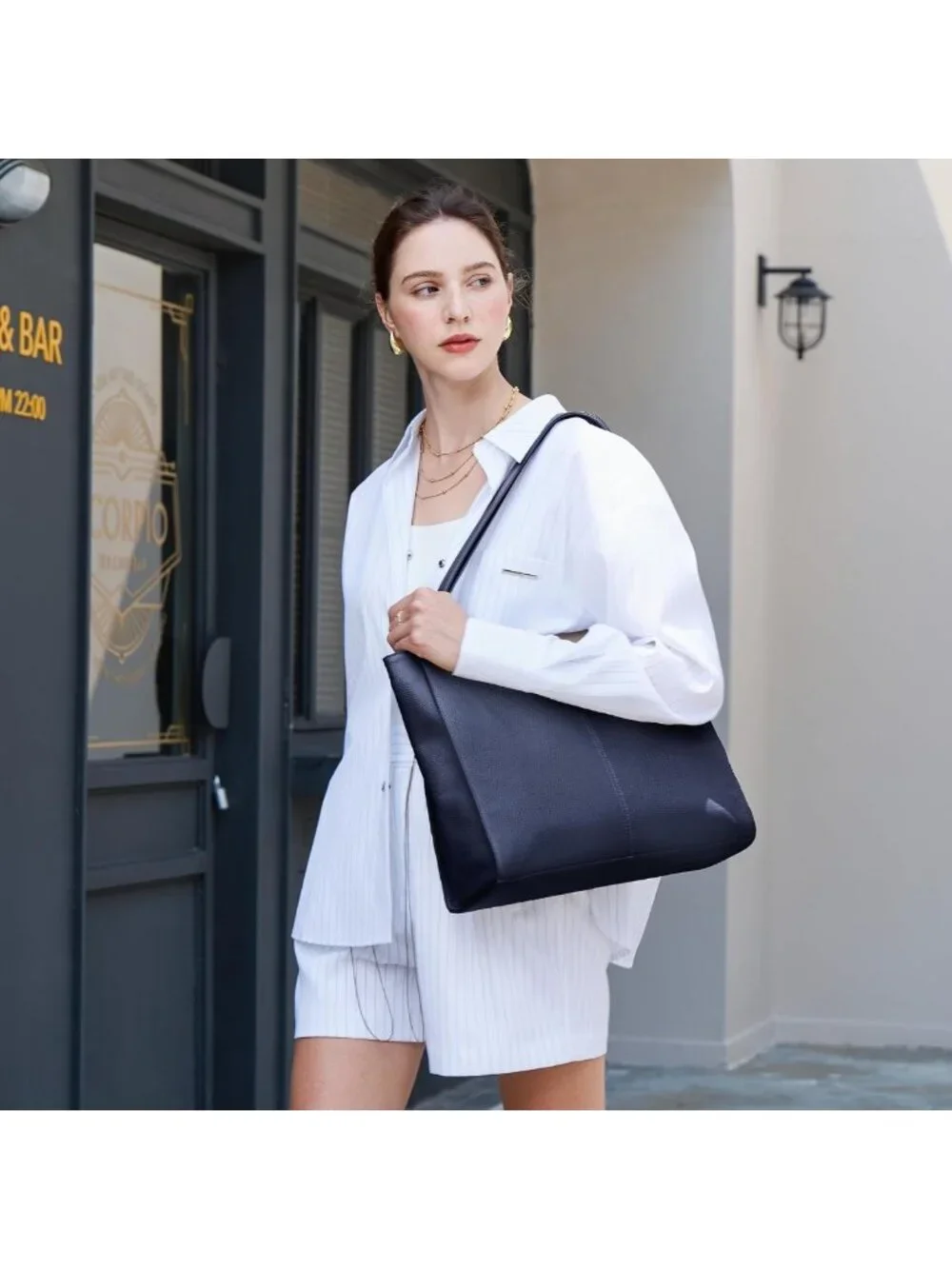 Genuine Leather Tote Bag for Women | Padded Laptop Compartment, Multi-Pockets
